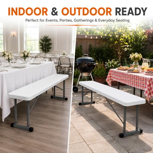 2.75ft Plastic Folding Bench (2 Count)