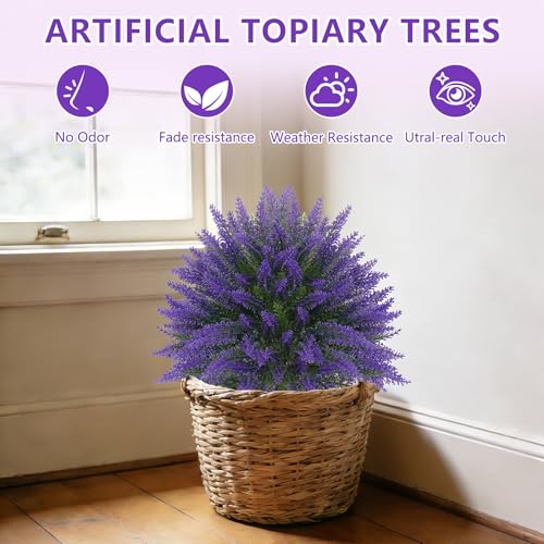 Artificial 4 Pack Lavender UV Resistant Topiary Ball for Outdoor (Lavender Ball 4pc)