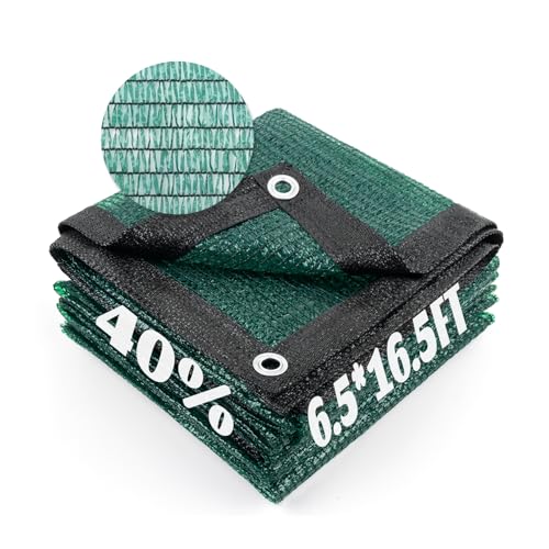 Shade Cloth with Grommets for Garden (6.5FTx16.5FT / 40% Shade-Dark Green)