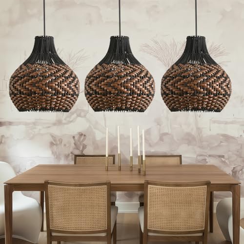 3 Pack Rattan Pendant Light (3 Count)