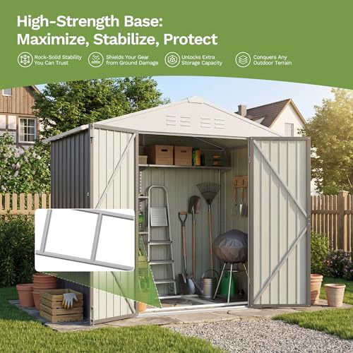 6x4 FT Outdoor Storage Shed with Floor Frame (Gray / 6x4 FT)