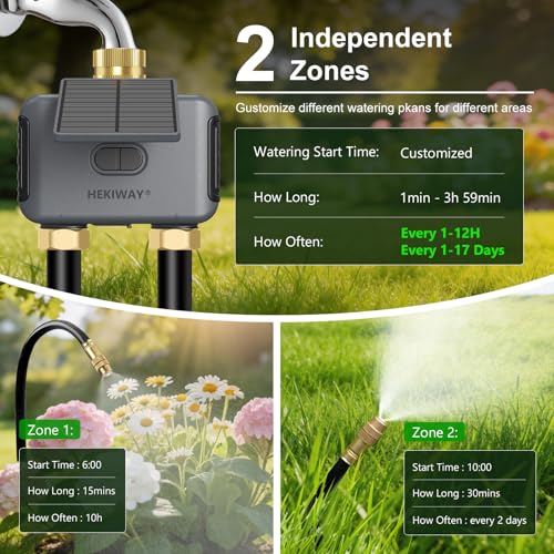 120FT WiFi Solar Drip Irrigation System (120-Foot Dual-Tube Brass Solar Wireless Timer)