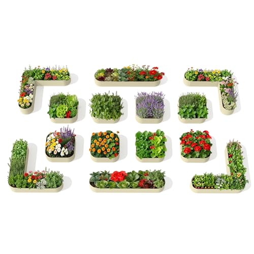 14 Pack Galvanized Raised Garden Beds Kit (Beige / Set of 14)