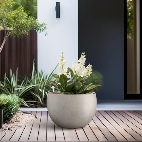 Small Round Bowl Weathered Concrete Planter 11.8" Dia (Weathered Concrete / 11.8" d)
