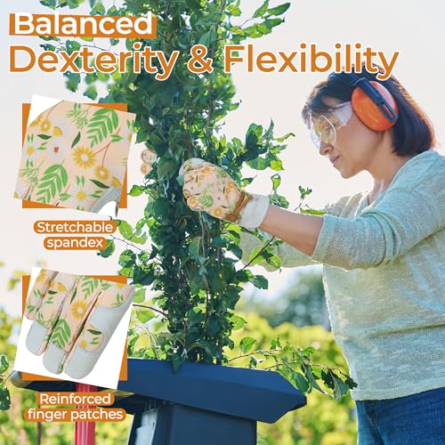 Work Gloves for Women (Small (Pack of 1) / Flower White)