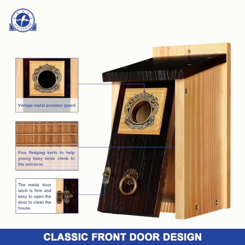 2 Pack Bluebird Houses for Outside (Deeply Burnt Vintage Hue -- 2PK)