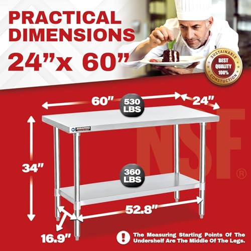 24x60 Stainless Steel Work Table (24" x 60" / Standard Table)