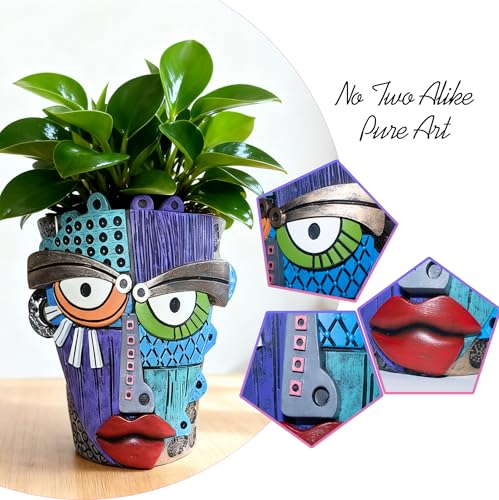 Abstract Face Planter Pots for Indoor Plants & Flowers Deco Gift (Eclectic / Small)