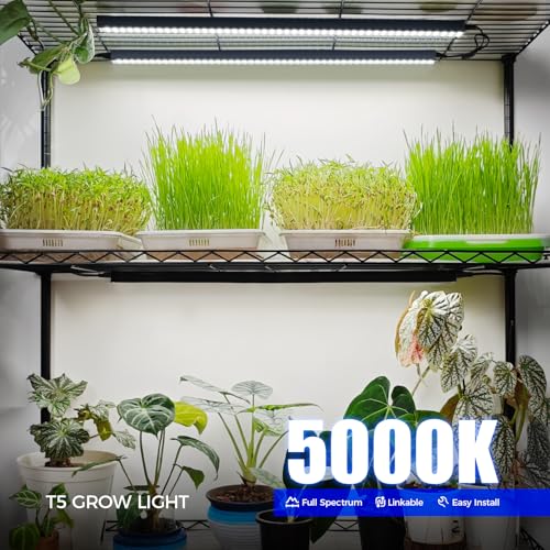 T5 Grow Lights for Indoor Plants (White / 2FT-Black Cover)