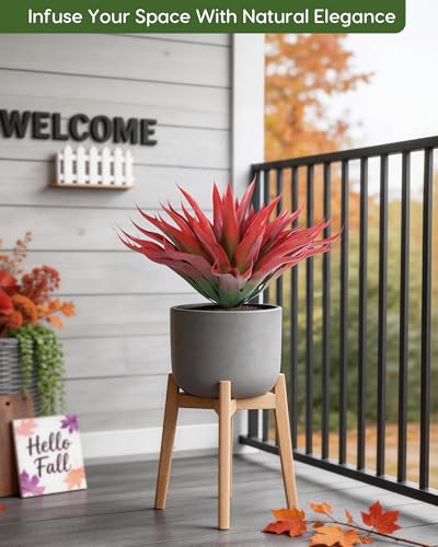 Outdoor Fake Agave Artificial Plant (Red-22 Inch-2 Pack)