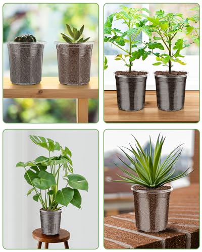 40Pack 6.5/5/4/3.5 Inch Reinforced Clear Nursery Pots with Drainage Holes, Variety Pack Thickened Plastic Plant Pots with 20 Plant Labels for Indoor Outdoor Flower Seed Starter (40 Count)