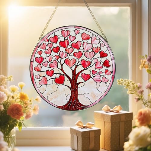Stained Glass Window Hanging (Heart Tree)