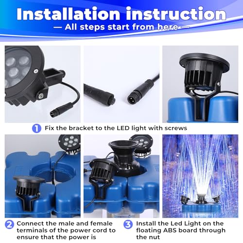 Pond Fountain Aerators with Light (Blue B)