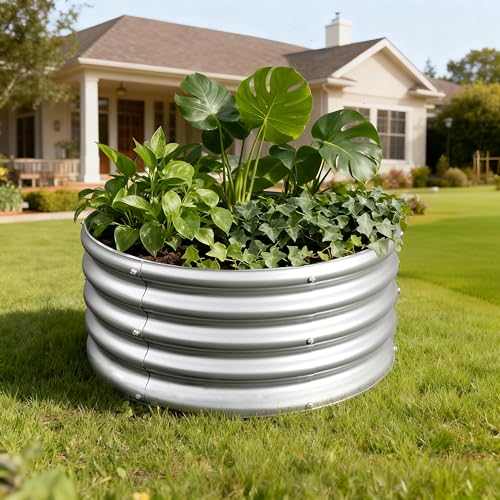 2PCS 2x2x1FT Galvanized Metal Raised Garden Bed (Silver / 2x2x1(2PCS))