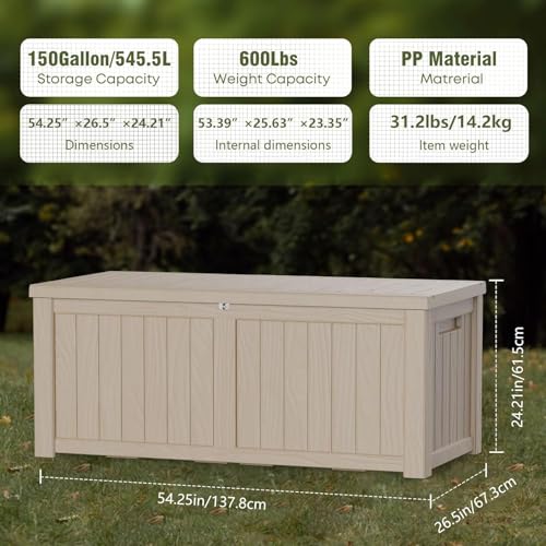 Outdoor Storage Box Waterproof (Grey / 150 Gallon)