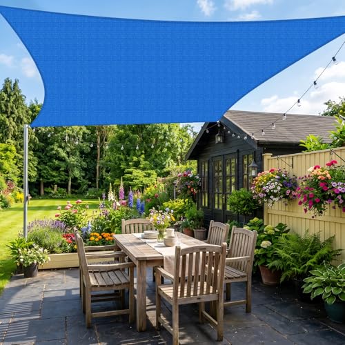 17'X30' Sun Shade Sail Blue Curved Square Customizable (Blue / 17'X30' custom)