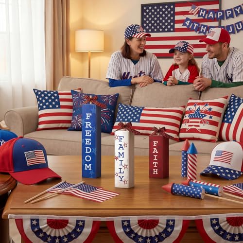 Smile 3 Pcs Wooden Veterans Day Patriotic Memorial Day Indoor Decorations (Memorial)