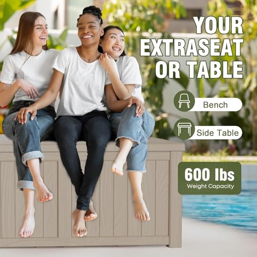 150 Gallon Outside Storage Box & Bench (Grey / 150GAL)