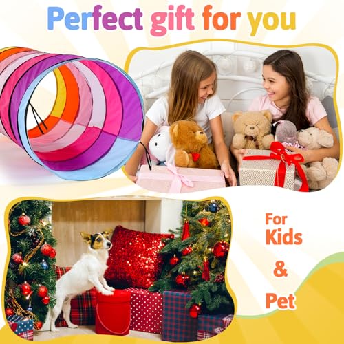 27.6 Inch Large Play Tunnel for Kids Colorful Play Tent Crawl Tunnel Toddlers Babies Children or Dogs