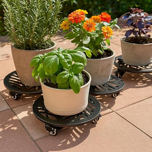 2 Packs Metal Plant Caddy with Wheels 12 inches Heavy (12")