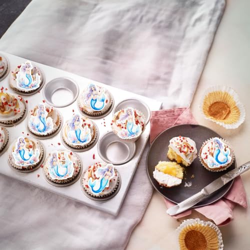 54Pcs Edible Colorful Mermaid Cupcake Toppers Mermaid Cupcake Picks for Under The Sea Party Decoration Baby Shower Girls Mermaids Birthday Ocean Theme Bridal Shower Wedding Supplies (Blue Purple)