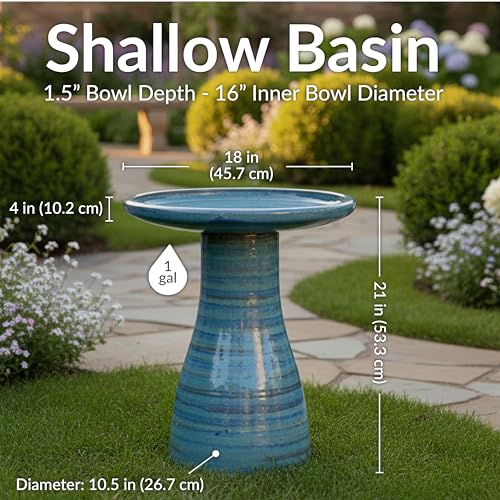 Sunnydaze Ceramic Bird Bath (Cloud Swirl)