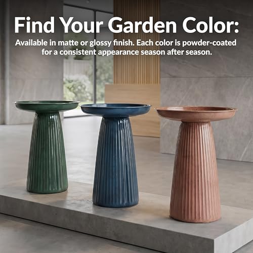 Sunnydaze Gleeful Garden 23" Tall Metal Modern Bird Bath for Outside