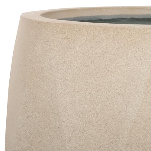 Outdoor Collection Kane Beige Cement Ficonstone Planter Pot Set of 2 (16"W x 16"D x 14"H / Beige)