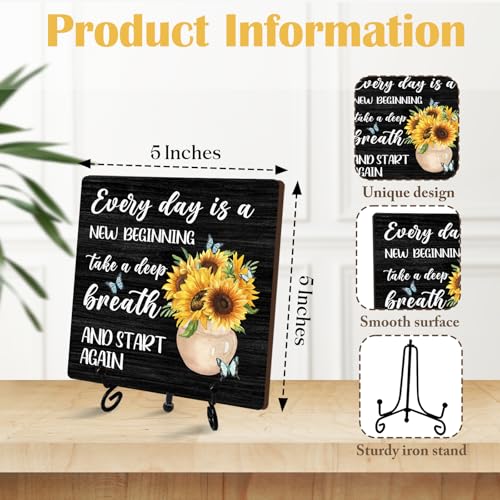 Sunflower Wooden Rustic Farmhouse Decor for Home Desk Shelf Tabletop (Retro Sunflower 6)