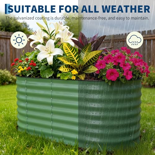 2 Pack 4x2x2ft Galvanized Raised Garden Bed (Green-oval / 4x2x2ft 2pcs)