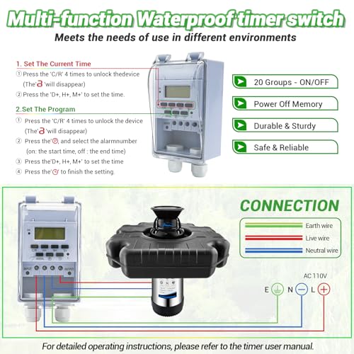 Pond Fountain Aerator (Black 0 Light 15000gph)