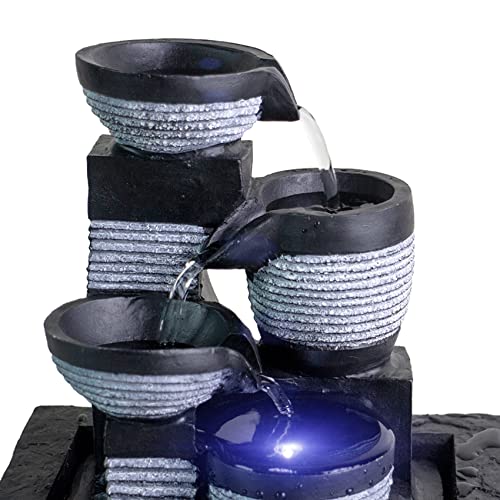 Tabletop Waterfall Fountain (White Clay Pot)