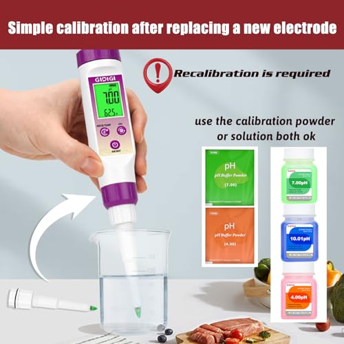 Food pH Meter Replacement Probe 2 in 1 pH Temperature Tester Spear Tip pH Sensor Easily Penetrate Solid and Semi (White)