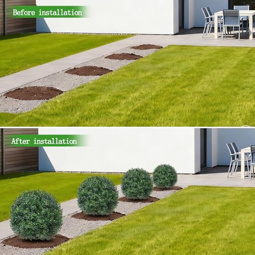 2PCS 24" Artificial Boxwood Topiary Ball Trees with Ground Spike (Boxwood)