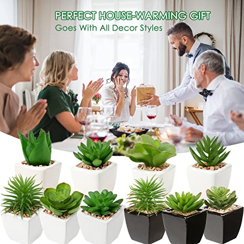 Small Faux Succulents in White Ceramic Pot 3Pcs Artificial Succulents Fake Plant Gifts Home Decor Accents Centerpieces Bathroom Decor Mum Gifts Greenery Decoration Succulents Wedding (3pack - White Ceramic 2)