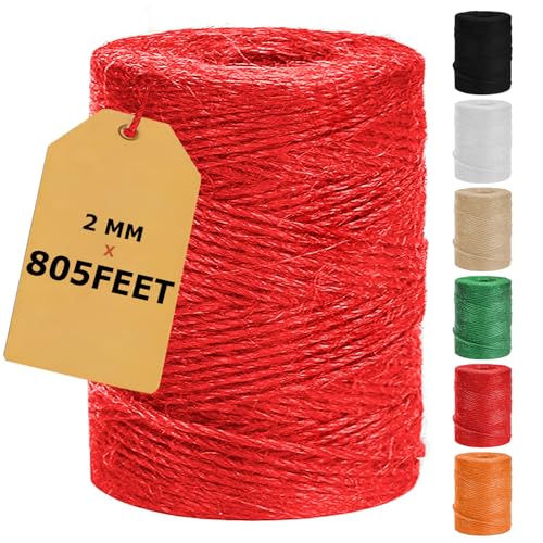 805ft Natural Jute Twine String Red (805 Foot)