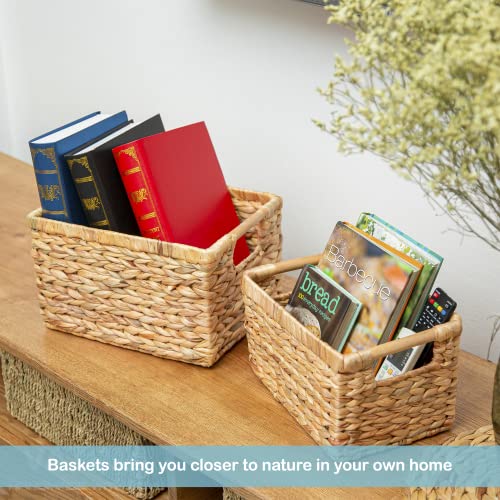 Natural Water Hyacinth storage basket with Handle (Water Hyacinth / 3-Pack Medium (12.2"L x 8.9"W x 6.9"H))