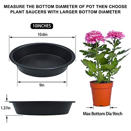 3 Pack Plant Saucer Heavy Duty Sturdy Drip Trays for Indoor and Outdoor (Black / 10 inch)