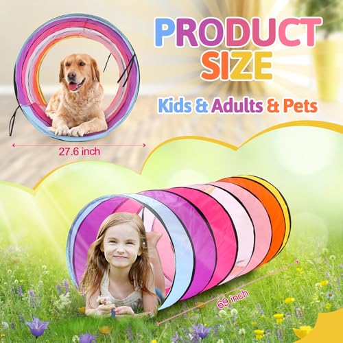 27.6 Inch Large Play Tunnel for Kids Colorful Play Tent Crawl Tunnel Toddlers Babies Children or Dogs