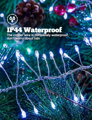 2 Pack 240 LED 20FT Total 40FT 480LED Solar Fairy Lights Outdoor Waterproof (Cool White / 19.6Ft*2 Pack)