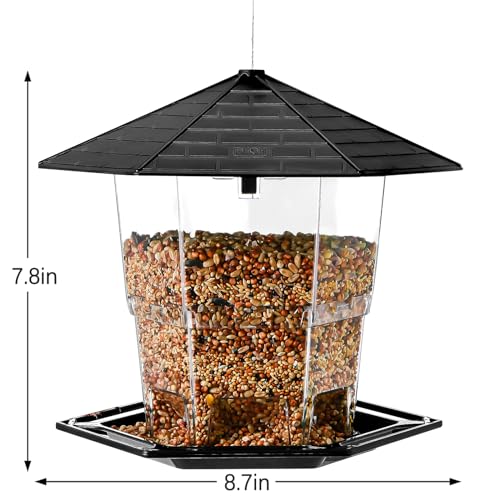 Bird Feeders for Outdoors Hanging Bird Feeder Wild Birds Seed (Black 2 pack)
