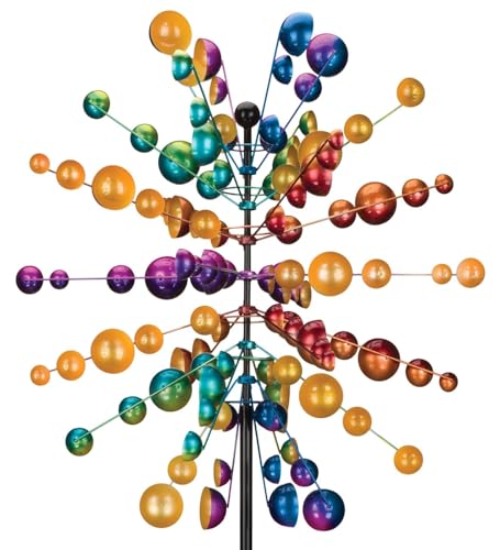 Wind Spinner Outdoor Metal Kinetic Yard Art with Stake (Fireworks / Large (80-89 Inch))