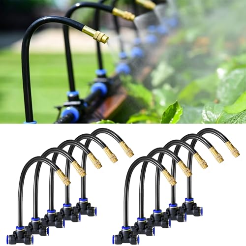 10 Pack 360° Copper Mister Nozzles with Tee for 5 (7.8FT)