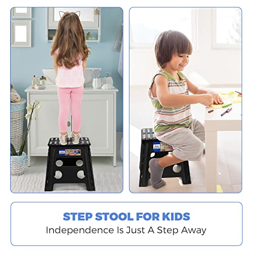 13 Inch Folding Step Stools (Black / 13 Inch-2 Pack)