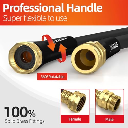 Garden Water Hose 150 ft x 5 (5/8" Black / 150FT)