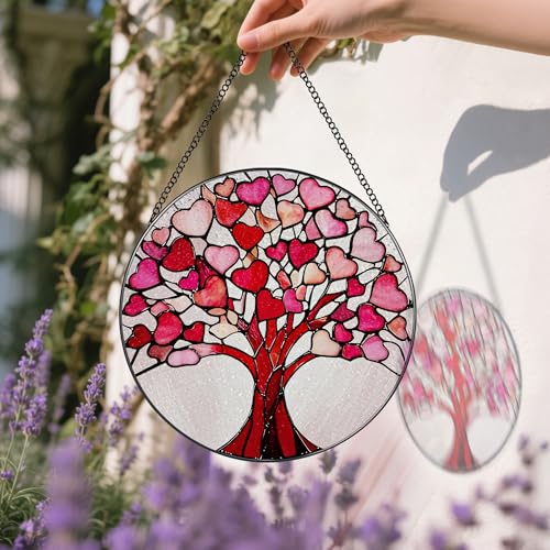 Stained Glass Window Hanging (Heart Tree)