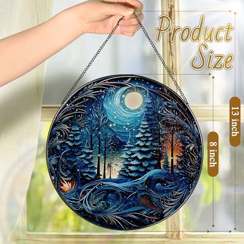 8 Inch Starry Night Forest Suncatcher Ornament (Moonlit Forest)