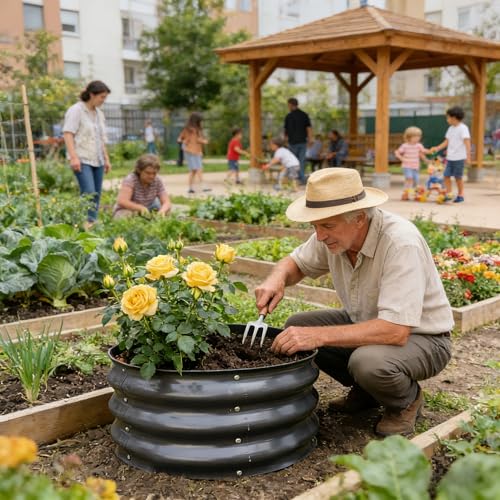 GARDMAX 2 Pack 2x2x1FT Galvanized Round Raised Garden Bed Kit (Dark Grey / 2 x 2 x 1 ft (Pack of 2))
