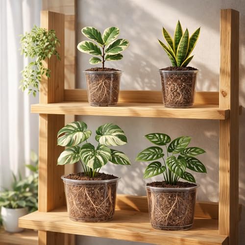 Clear Nursery Pots with Saucers (8 Inch-8Pcs)