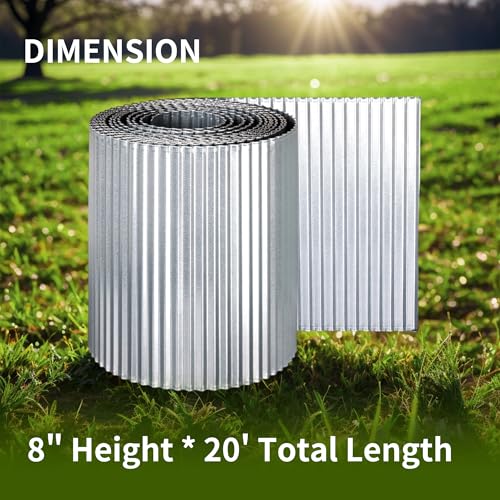 Garden 20 Feet Corrugated Edging (Silver-Narrow Wave / 8"x20')